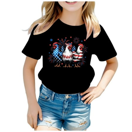 

WUXIAN Toddler Kid Independence Day Theme Fashion Part Print Short Sleeve Round Neck T-Shirts Tops Baby Clothes Children Cute Dailywear