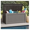 thumbnail image 4 of SONGMY 120 Gallon Resin Deck Box, Large Outdoor Storage Box Waterproof & Lockable for Garden, Patio, Pools (Light Brown), 4 of 7