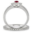 thumbnail image 3 of 1.5 Carat Ruby & Diamond Three Stone Bridal Set on 10k White Gold, 3 of 3