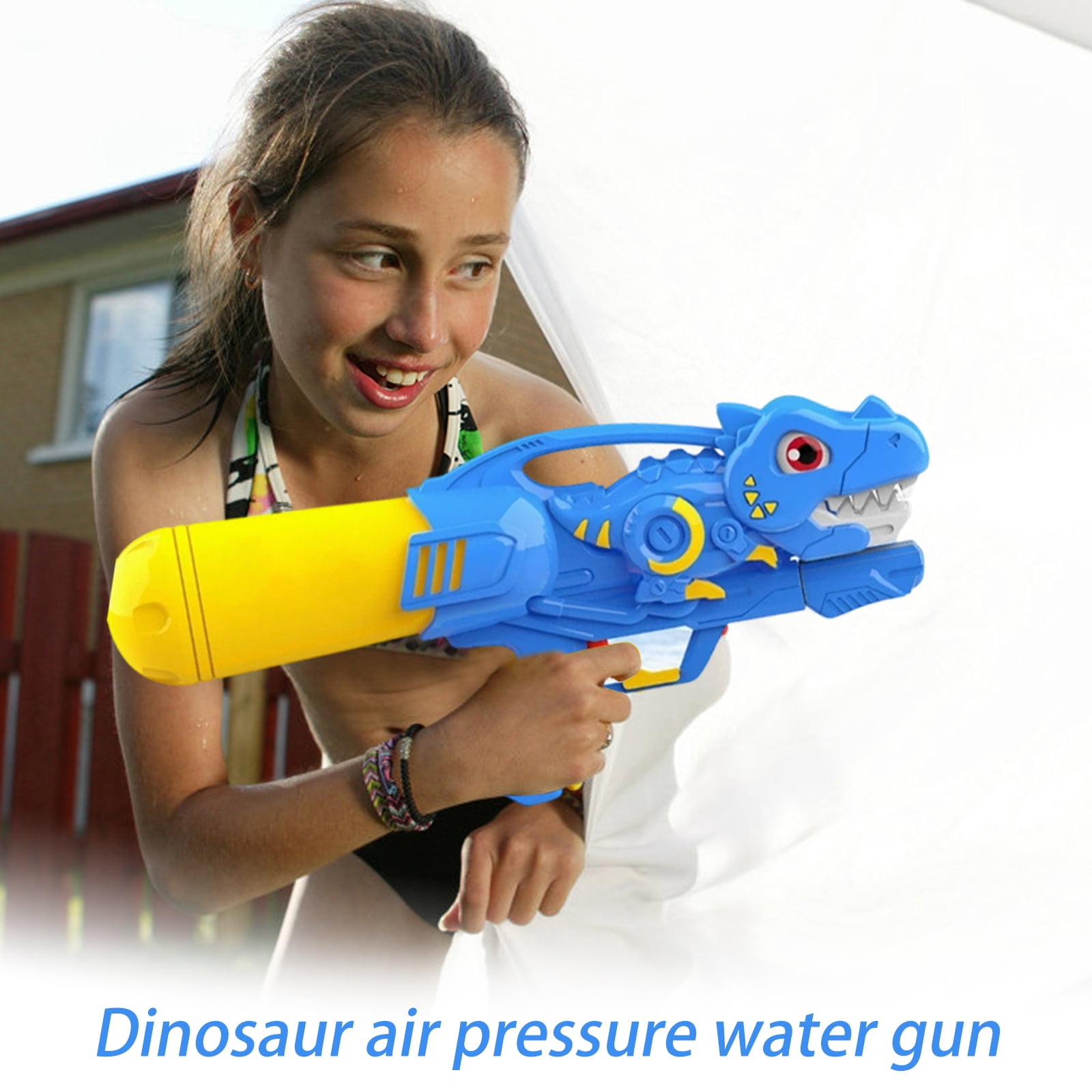 Dinosaur Water Gun for Kids Pressurized Spray Toy with Long Range Outdoor Play Splash Fun for Boys Girls Summer Beach Park 12 Inch Plastic Water Blaster