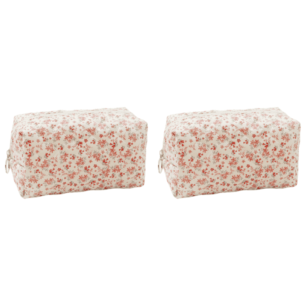 Bolsa de maquillaje floral acolchada bolsa de maquillaje de viaje para mujeres blanco