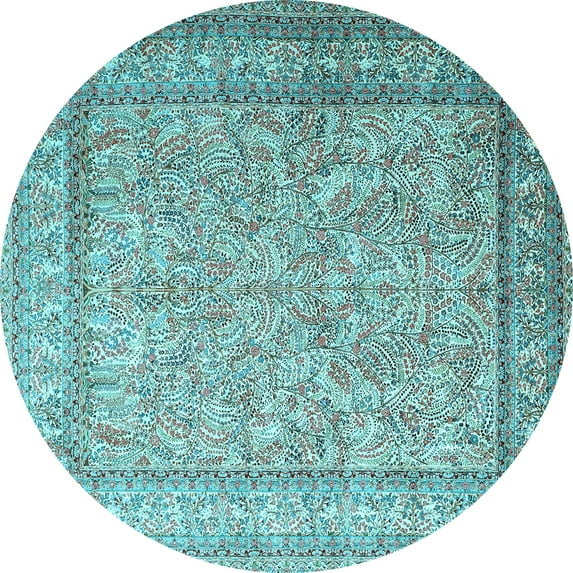 Ahgly Company Indoor Round Persian Light Blue Traditional Area Rugs, 4' Round