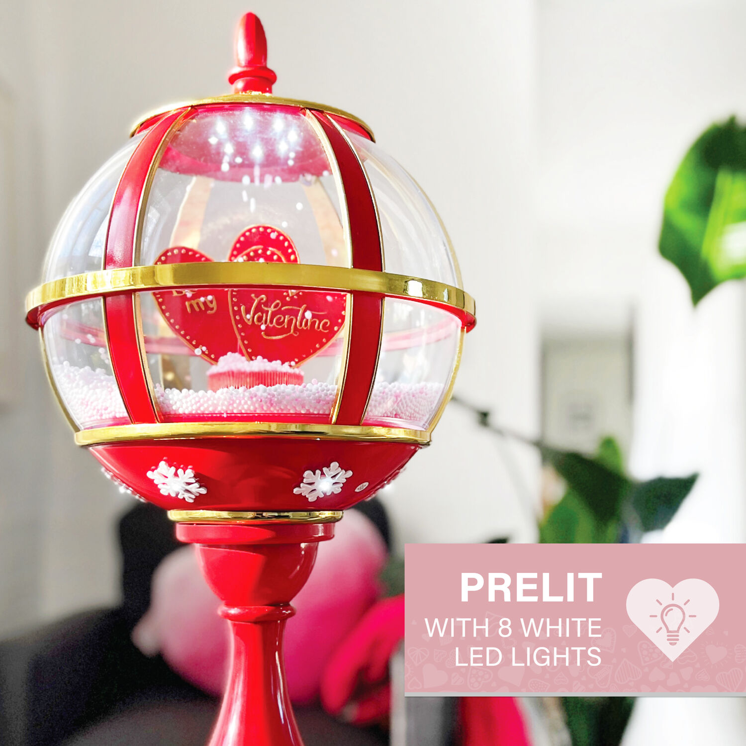 Fraser Hill Farm 23-In. Musical Snowy Tabletop Valentine's Day Lantern, FSTHEART023A-RD
