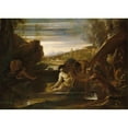 thumbnail image 2 of Pietro Testa 18x14 Black Ornate Wood Framed Double Matted Museum Art Print Titled - Alexander the Great Rescued from the River Cydnus (ca. 1650), 2 of 5