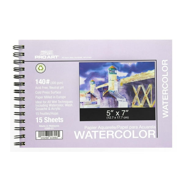 Pro Art Painting Paper Pad Watercolor 5"X 7" Acid Free 140Lb Wire Bound 15Pc - Walmart.com
