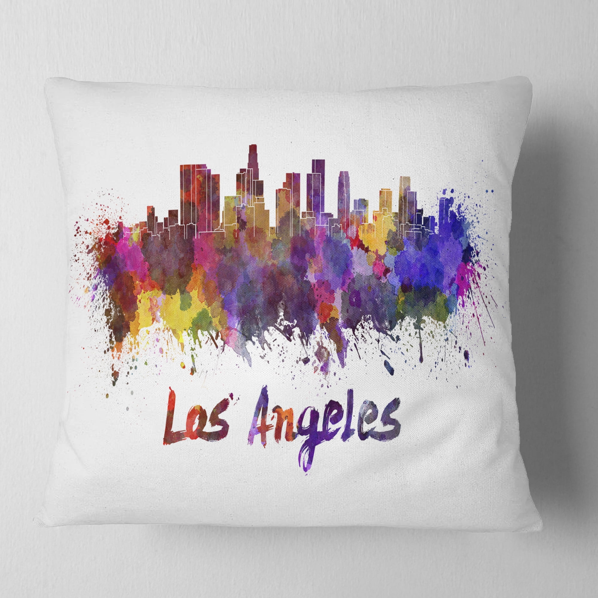 Designart Los Angeles Skyline - Cityscape Throw Pillow - 18x18