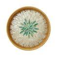 thumbnail image 2 of Neinkie Hand-Woven Round Rattan Serving Tray Ottoman Wicker Platter for Breakfast, Drinks, Snack, Bread, Fruit, Vegetables for Coffee Table, Home Decorative, 2 of 7