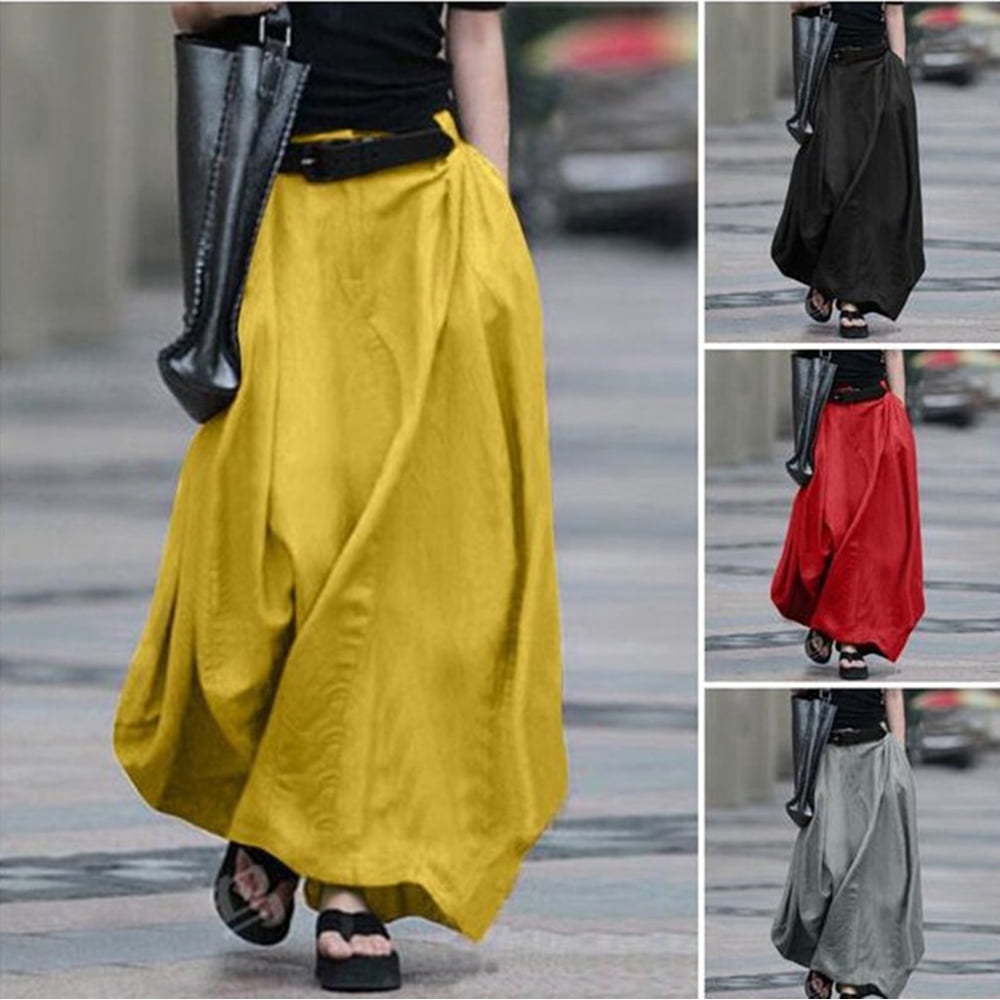 Ladies Plaid Skirt Tartan Retro Maxi Skirt High Waist Tartan Skirt Flared Shape Vintage Plaid Long Skirt Swing Skirts XXL Walmart