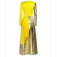 thumbnail image 3 of inlzdz Women's Liturgical Praise Dance Jumpsuit Metallic Color Overlay Tunic Wide-leg Pants Yellow XXL, 3 of 4