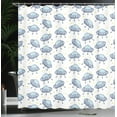 thumbnail image 3 of Ambesonne Spaceship Shower Curtain, Flying Saucers and Stars, 69"Wx84"L, White and Pale Ceil Blue, 3 of 4