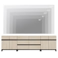 thumbnail image 3 of WAMPAT Modern TV Stand for TVs up to 110 inch, 3 in 1 TV Console with Doors and 6 Drawers, Media Console with Adjustable Shelf for Living Room, Bedroom, Light Oak, 3 of 16