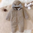 thumbnail image 2 of PureCasa Bear Outfit Suit for Girls Boys 3-18 Months Solid Color Warm Fleece Long Sleeve Winter Clothes Hooded Romper Snowsuit, 2 of 10