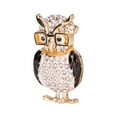 thumbnail image 3 of Broche de búho con gafas, aleación de diamantes de imitación, bonito broche de animal para mujeres y niñas, regalo de joyería para festivales, color negro, 3 of 10