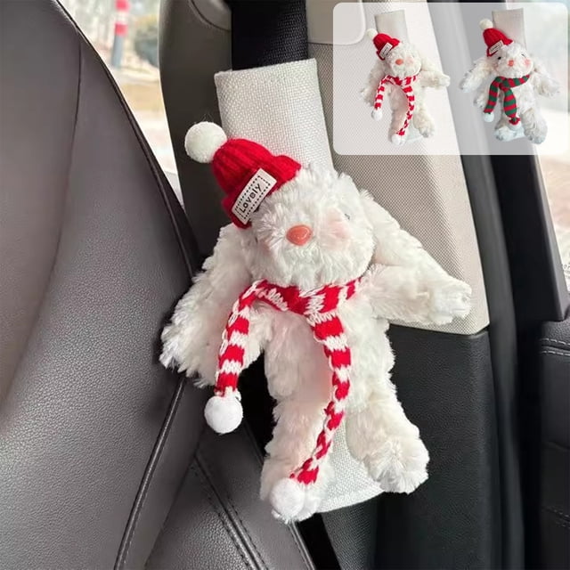 Cojín para Cinturón de Seguridad con Diseño de Conejito Kawaii para Niños y Adultos, Suave y de Invierno, para El Coche.
