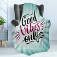 thumbnail image 4 of Chill Soft Flannel Fleece Throw Blanket, Retro Radial Composition Abstract Sunburst Hand Lettering Typography, Cozy Plush for Indoor and Outdoor Use, 60" x 80", Teal Black Magenta, by Ambesonne, 4 of 5