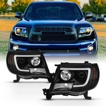 AKKON - For 2005-2011 Toyota Tacoma DRL LED Light Tube Black Projector Headlight Assembly L R
