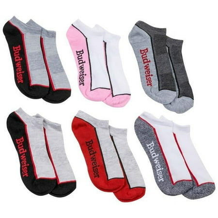 Budweiser Budweiser Logo Womens Cushioned No-Show Socks Multipack - 6 Pair