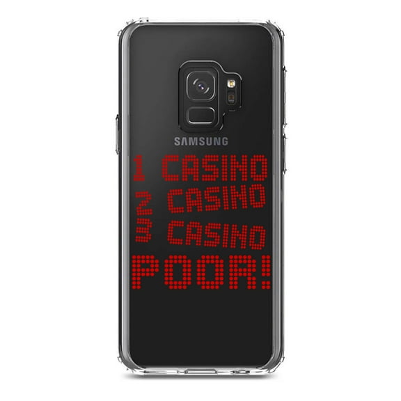 DistinctInk Clear Shockproof Hybrid Case for Samsung Galaxy S9 (5.8" Screen) - TPU Bumper Acrylic Back Tempered Glass Screen Protector - 1 Casino 2 Casino 3 Casino Poor