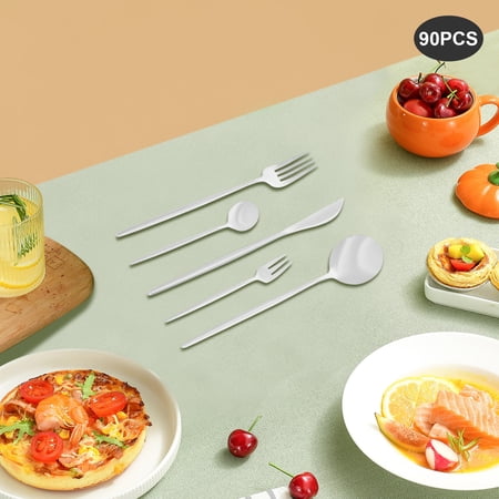 90PCS Kitchen Cutlery Set, Cutlery Set Silver