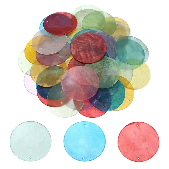 Uxcell Round Capiz Sea Shells, 2" Shells for Crafting with 2 Holes Seashell Beach Real Seashells Fitting for (Wind Chimes Jewelry Making DIY Craft Home Decoration), 20Pcs&Multicolor