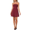 thumbnail image 2 of INSPIRE CHIC Sexy Strapless Party Dress for Women Sleeveless Solid Flare Mini Tube Top Dresses S Dark Red, 2 of 6