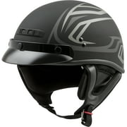 GMAX GM-35 Full Dress Derk Half Helmet - Derk Matte Black/Silver 72-5424