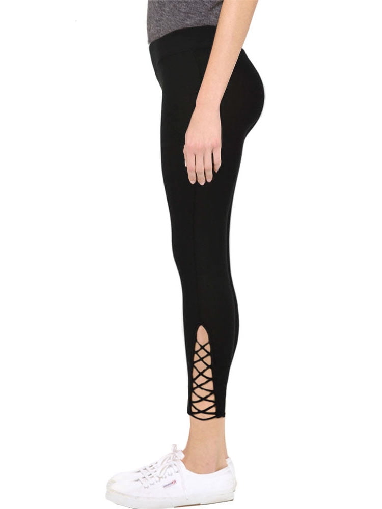 Melory Yoga Pants Mid-Waist Black White Mesh Patchwork Workout Running Sports Stretch Leggings