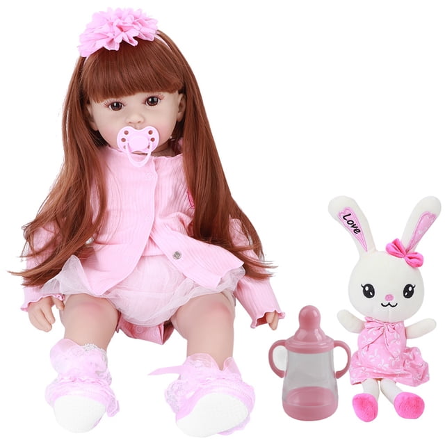 Muñeca bebé Reborn de silicona para niños pequeños, regalo de creatividad vívida, hermoso juguete para bebé, 60cm, ojos marrones
