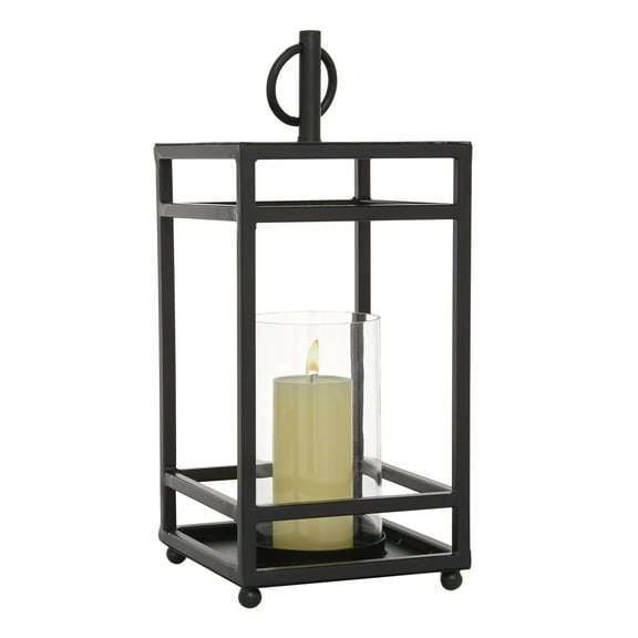 DecMode Black Metal Decorative Candle Lantern