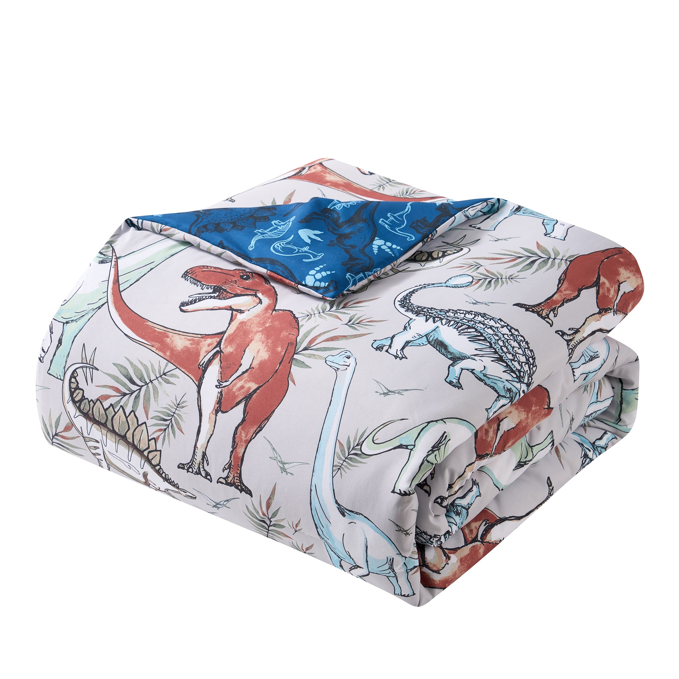 Olivia & Finn Multicolor Dino 3-Piece Reversible Kids Comforter Set, Twin