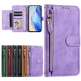 thumbnail image 2 of ELEHOLD PU Leather Wallet Phone Case For Motorola Moto G Stylus 5G (2025) with Zipper Pocket Magnetic Closure Flip Folio 7 Card Slots Shoulder Strap RFID Blocking Shockproof Stand Case Cover,Purple, 2 of 11