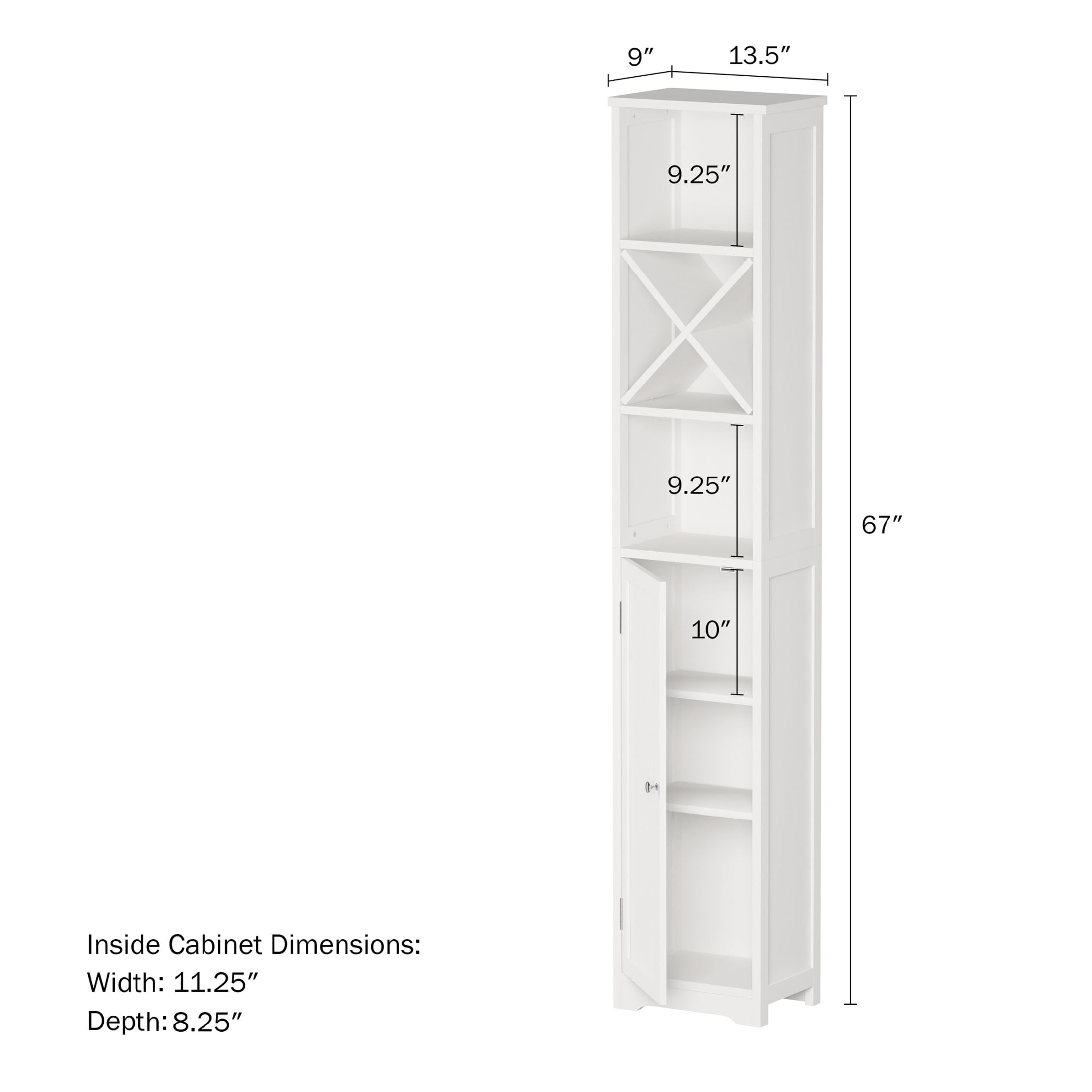Lavish Home 67-Inch-Tall Bathroom or Laundry Room Storage Cabinet (White)