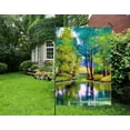 thumbnail image 4 of Oil Painting Landscape Flowers Trees Forest Lake Autumn Summer Spring Seasonal Garden Yard Flag 12"x 18" Double Sided Polyester Welcome House Flag for Patio Lawn Outdoor Home Decor, 4 of 6