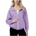 thumbnail image 2 of Chiccall Hoodies for Women Zip Up Long Sleeve Jacket Oversized Fall Winter Sweatshirts Tops with Pocket Purple S, 2 of 8