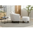 thumbnail image 3 of Accent Chair with Ottoman, Modern Upholstered Barrel Chair with Throw Pillow for Adults, Single Sofa Armchair with Footrest for Living Room, Beige, 3 of 9