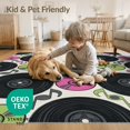 thumbnail image 4 of ODIKA 4'x6' Washable Area Rug Music Vinyl Note Record Inspired Showcasing Grid Layout Round for Bedroom, Reading Nook, Pet Friendly & Non-Shedding, 4 of 7