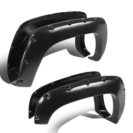 Chevrolet Tahoe Fender Trim - Chevy C10 / Tahoe / Blazer Pickup 4pc Set Pocket-Riveted Style Side Fender Wheel Flares (Matte Black)