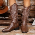 thumbnail image 3 of Pandaie Western Cowboy Boots for Women Knee High Wide Calf Cowgirl Boots Embroidery Classic Pull on Tall Boot, 3 of 8