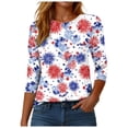 thumbnail image 6 of UngA 250th Anniversary Shirt Women 3/4 Sleeve American Flag Patriotic V-Neck Shirt 4th of July T-Shirt USA Flag Stars Stripes Graphic Tee Tops (Watermelon Red,XXXL), 6 of 8