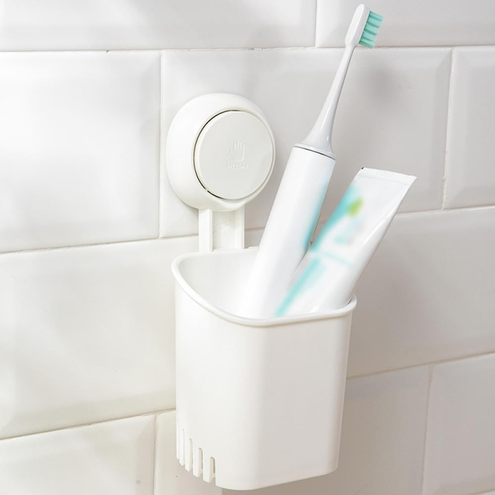 Bathroom Shower Suction Toothbrush And Toothpaste Holder Durable Clear Plastic 