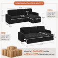 thumbnail image 3 of Topeakmart Reversible L-Shaped Sectional Sofa Bed with USB & Type-C Ports, Black, 3 of 13