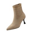 thumbnail image 2 of Willtoo Women Pointed Toe Stiletto Sock Ankle Boots Stretch Knit Slip On Short Boots Fall Winter Slim Heel Fashion Booties, 2 of 6