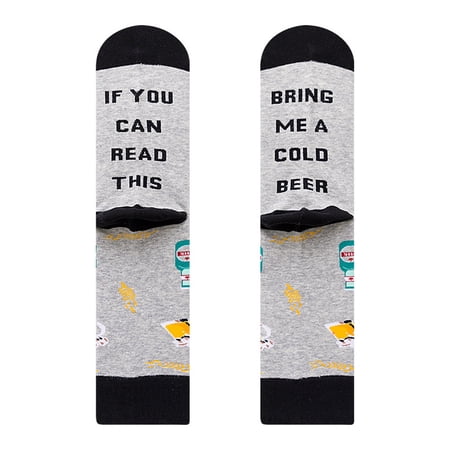 Aellinatey Unisex Novelty Funny Saying Long Crew Socks If You Can Read This Martini Whisky Beer Wine Letters Cotton Stockings Gifts