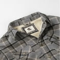 thumbnail image 4 of Coevals Club Men's Flannel Jacket Sherpa Lined Cotton Plaid Snap Button Up Quilted Long Sleeve Shirt Jacket Gray Plaid 63 Large, 4 of 7