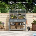 thumbnail image 6 of Harper & Bright Designs Wood Potting Bench with Hutch Outdoors, Garden Workstation with Stainless Steel Top Table & Wheels, Outdoor Planting Table with Shelves and Towel Rack, Grey+Blue, 6 of 14