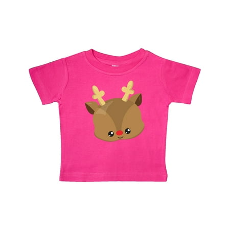 

Inktastic Cute Reindeer Reindeer With Red Nose And Antlers Gift Baby Boy T-Shirt