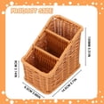 thumbnail image 3 of Kitecy Woven Rattan Desk Organizer 3 Slot Organizer Countertop Basket Rattan Desk Storage Basket Small Item Storage Holder for Remotes Makeup Brushes And Pens, 1 Pack, Khaki, 3 of 9