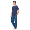 thumbnail image 2 of Ashford & Brooks Men's Woven Short Sleeve Jersey Top & Pajama Pants Set, Blue/Grey, XL, 2 of 5