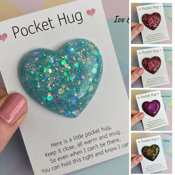 Sunjoy Tech Pocket Hug Heart Cute Glass Crafts Special Encourage Multicolored Love Heart Charms Birthday Wedding Party Valentines Day Gift Decoration