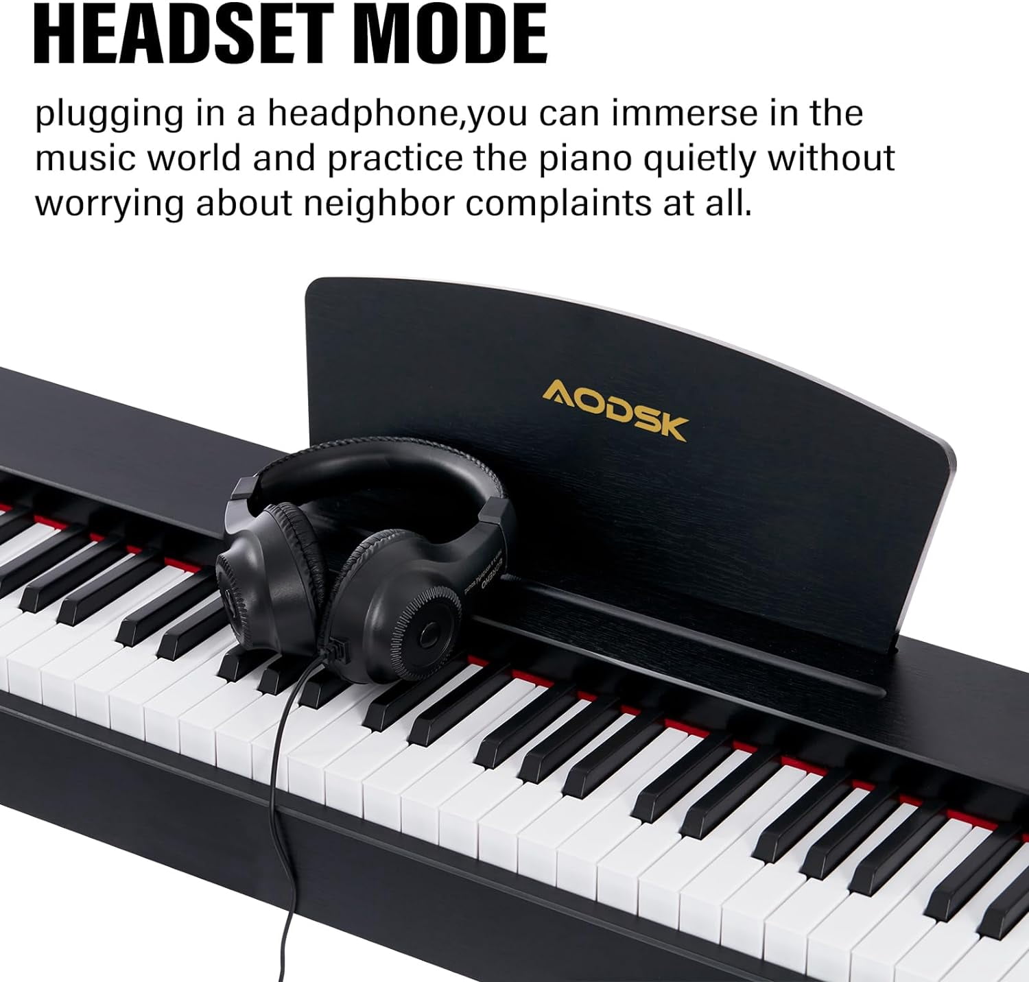 AODSK 88-Key Digital Piano – Semi-Weighted Keyboard for Beginners, 128 Tones & Rhythms, 128-Note Polyphony, USB-MIDI, Headphone Jack – Tabletop Design
